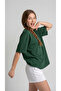 Women's Khaki Oversize Crew Neck Comfortable Fit Relaxed T-Shirt - 2