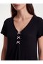 Gencc Quality V-Neck Bow Detailed Women's Nightgown - 3