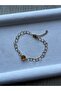 Amber Stone Heart Chain Steel Bracelet Handmade Non-Tarnish - 3