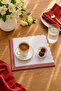 5-Piece Red Gingham Runner and Coffee Serving Set – Stylish Table Set with Lace Embroidery - 5
