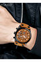 Men's Quartz Watch with Leather Strap Round Dial Chronograph Three Subdials Waterproof Casual Analog Wristwatch Gift for Men Brown - 6