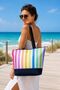 Galb Navy Blue Tr3 Colored Striped Denim Fabric Sole Beach Bag - 3