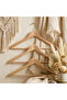 Triple Wooden Premium Tabletop Set — Natural Modern Clothes Hanger with Gold Hooks, Stylish Design - 2