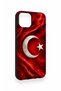 iPhone 14 Compatible Turkish Flag Patterned Silicone Case - 2