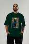 For the Love of Cats 8 Front Cat Printed Green Oversize T-Shirt 100% Cotton Unisex Cat Lover Premium Design - 5