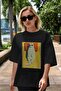 For the Sake of Cat 117 Front Cat Printed Black Oversize T-Shirt 100% Cotton Unisex Cat Lover Premium Design - 5