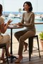 Women's Ribbed Raglan Sleeve Crop Sweater Trousers Set Crew Neck Long Sleeve Relaxed Fit Casual - 3