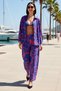 Women's Plus Size Oversize Shirt Pants Set Abstract Patterned Long Sleeve Woven Beach Set Casual