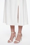 Women's White V-Neck Slit Midi Flared Event Dress - 3