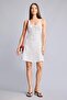Crew Neck Wrinkled Textured Strappy Polka Dot Mini Ecru Dress H8440Ax26Sm - 2