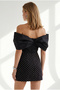 Women's Black Zippered Lined Mini Polka Dot Skirt Etk-19000436 - 5