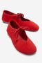 Genuine Leather Women's Red Suede Lace-Up Ballerinas Lisa