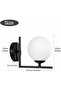 HUA QIANG WANG Modern Globe Wall Sconce, Black Finish L Bar, Opal Glass Ball Shade, Hardwired Wall Light for Bedroom Stairway, Bulb Not Included - 2