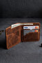 Genuine Leather Wallet Orange 8 Card Capacity Vertical Handmade Men's Women's Gift