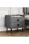 Smart Nightstand with Fingerprint Lock, Wireless Charging, Bluetooth Speaker & LED Light, 2 Drawers Bedside Table, Gray/White/Dark gray - 2