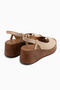 Marry Genuine Leather Beige Elastic Wedge Heeled Women's Shoes - 5