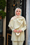 Women's Gold Detailed Cape Suit Green - 5