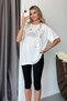 Women's crew neck t-shirt with rhinestone flamingo design - white - 5195 - 3