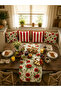 Modern Decorative Runner Tablecloth with Poppy Flowers and Red Stripes - 5