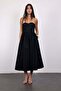 Black Strapless Poplin Midi Dress 12463 - 2