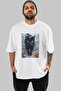 For the Sake of Cat Love 60 Front Cat Printed White Oversize T-Shirt 100% Cotton Unisex Cat Lover Premium Design - 2