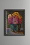 Colorful Flowers in Turquoise Vase - Vintage Patterned Frame - Thin Model