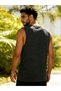 Men Charcoal Text Print Round Neck Tank and Shorts Co-Ords - 3