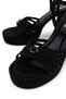 Women's Faux Leather Black Satin Heeled Shoes - 4