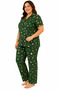 55806-26 Plus Size Women's Pajamas Set 3Xl-5Xl Short Sleeve Buttoned Patterned Comfortable Home Wear Set - 2