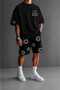 Men's I'M Ok Printed Oversize 100% Cotton T-Shirt Shorts Set