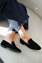 Lenora women's genuine suede leather loafer shoes black - 4