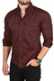 Men's Burgundy Slim Fit Lycra Gabardine Shirt – Sports Shirt with Plus Size Options 2502503 - 2