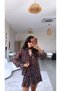 Brown Chiffon Transparent Polka Dot Shirt Lined Skirt Set - 5