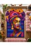 Sdt Custom Cut Cubic Woman Portrait Patterned Pop Art Geometric Multi Color Purple Woven Base Decorative Carpet Sdtt1528 - 3
