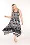 Women's Black Patterned Buckle Asymmetrical Strap Lycra Viscose Stylish Dress