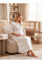 New Season Ecru 100% Cotton Short Sleeve Maternity Nightgown Set with Nursing Features - 6