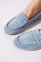 Osel Flat Belted Genuine Leather Women's Ballerinas Denim Blue Suede - 5