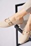 Terdas belt scarf troklu women's flat shoes beige wrinkled - 4