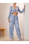 Blouse, Blue/White