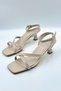Lily Women's Low Heel Shoes Sandals Evening Dress Wedding Graduation Office Comfortable Stylish Shoes Beige - 9