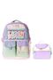 Girl's Primary School Backpack and Lunch Set - Green with Virgo Pompom Accessories - Lilac Setcc-C4092B - 2