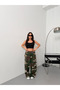 Cream Camouflage Patterned Y2K Baggy Unisex Trousers - 4