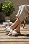 Women's White Bow Detailed Comfortable Non-Slip Sole Summer Slippers - 3
