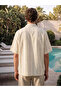 Beige Loose Fit Striped Men's Shirt - 5