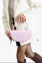Women's Leather Special Design Hand and Shoulder Bag with Handle Detail in Powder - 2
