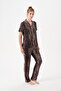 Women's Patterned Shirt Collar Short Sleeve Pajama Set 29075 - 3