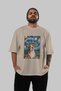 For Dog Lovers 48 Front Dog Printed Beige Oversize T-Shirt 100% Cotton Unisex Dog Lover Premium Design - 5