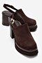 Bavix Brown Suede Platform Closed-Front Block Heeled Women's Sandals