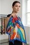Geometric and Leaf Patterned Pleated Satin Bandana Scarf 50X50 cm - 3