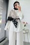 Polka Dot Patterned Cotton Shoulder Shawl - Black - 6